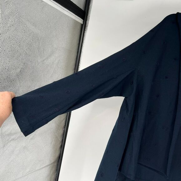 Heide Ost Sweater Women XL Navy Blue Extra Fine Merino Wool Open Front Cardigan - Picture 4 of 9